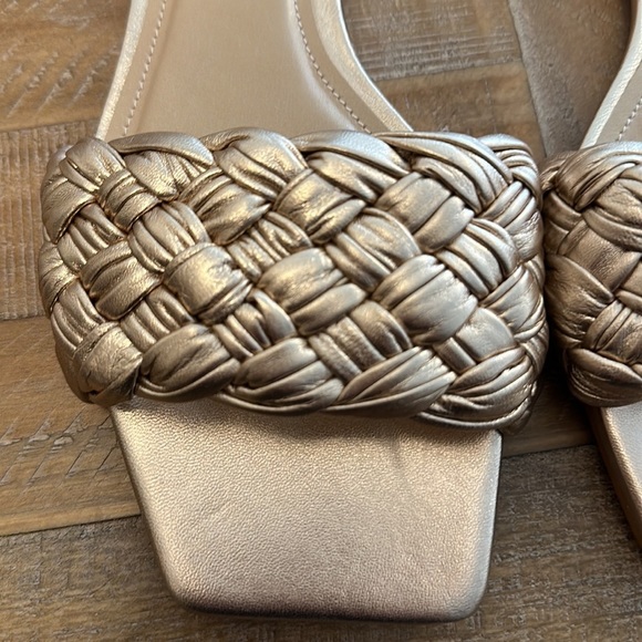 Saks Fifth Avenue Gold Woven Sandals - Picture 5 of 7